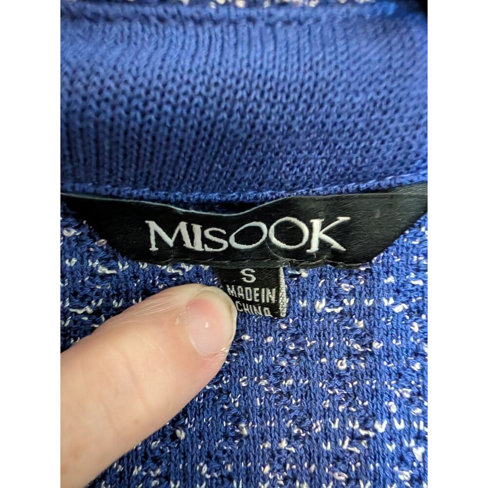 Misook Belted Tweed Knit Midi Dress - Starry Night Blue Size Small - Picture 3 of 12